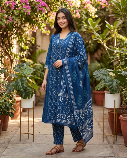 Indigo Halo Jaipur Cotton Suit Set