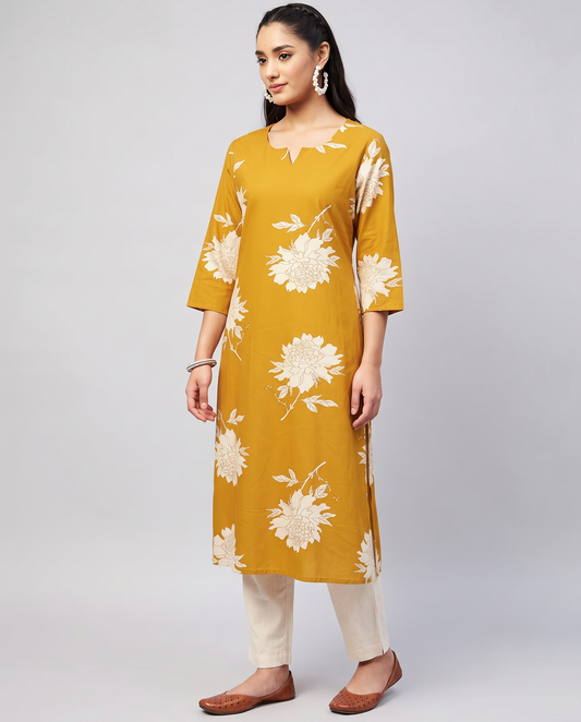 Cotton flex mustard Kurta