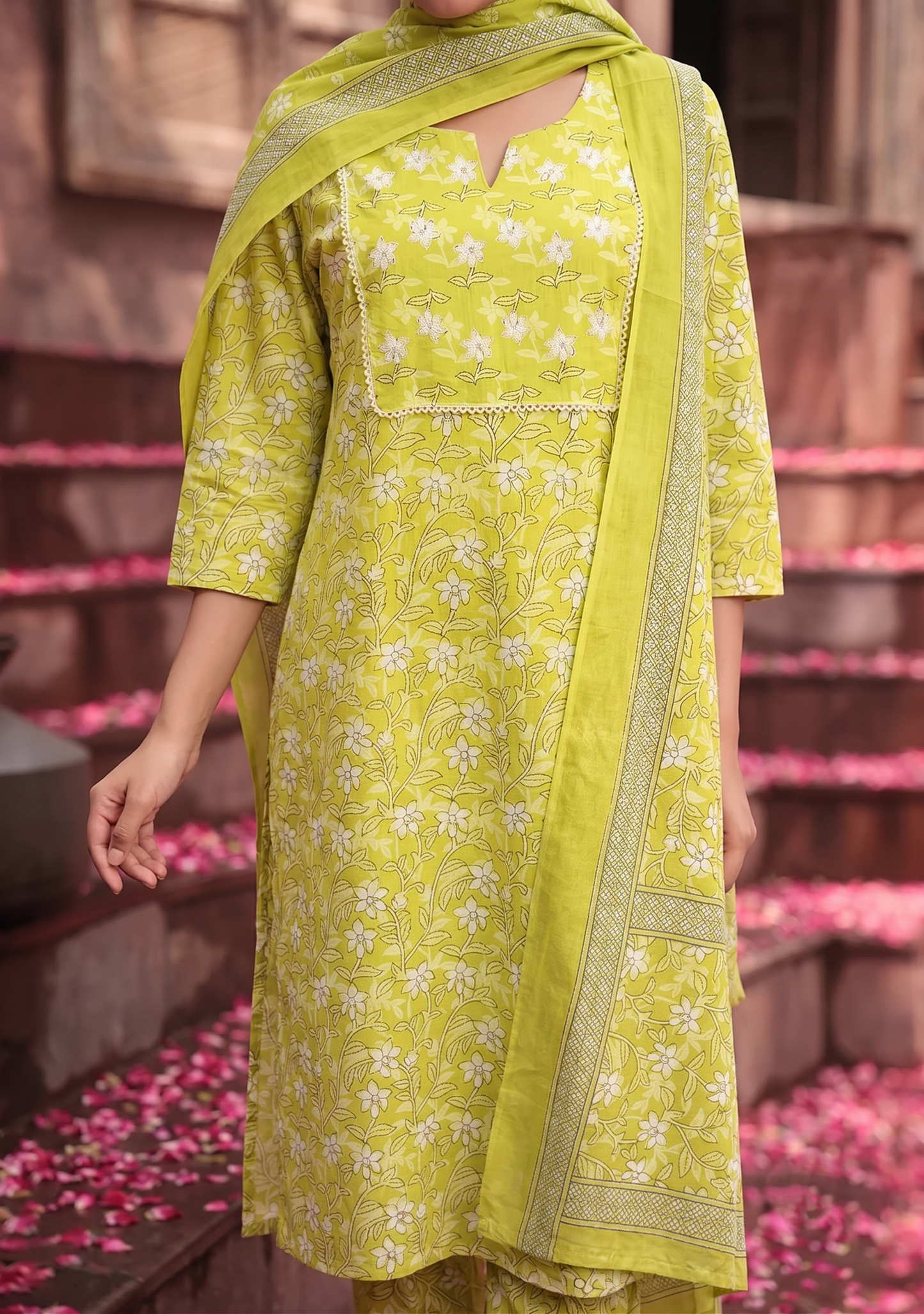 Pistachio Garden Cotton Suit Set
