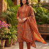 Rust Terracotta Sanganeri Floral Cotton Suit Set