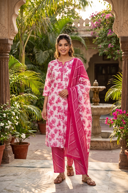 Rani Pushp Pure Cotton Suit Set