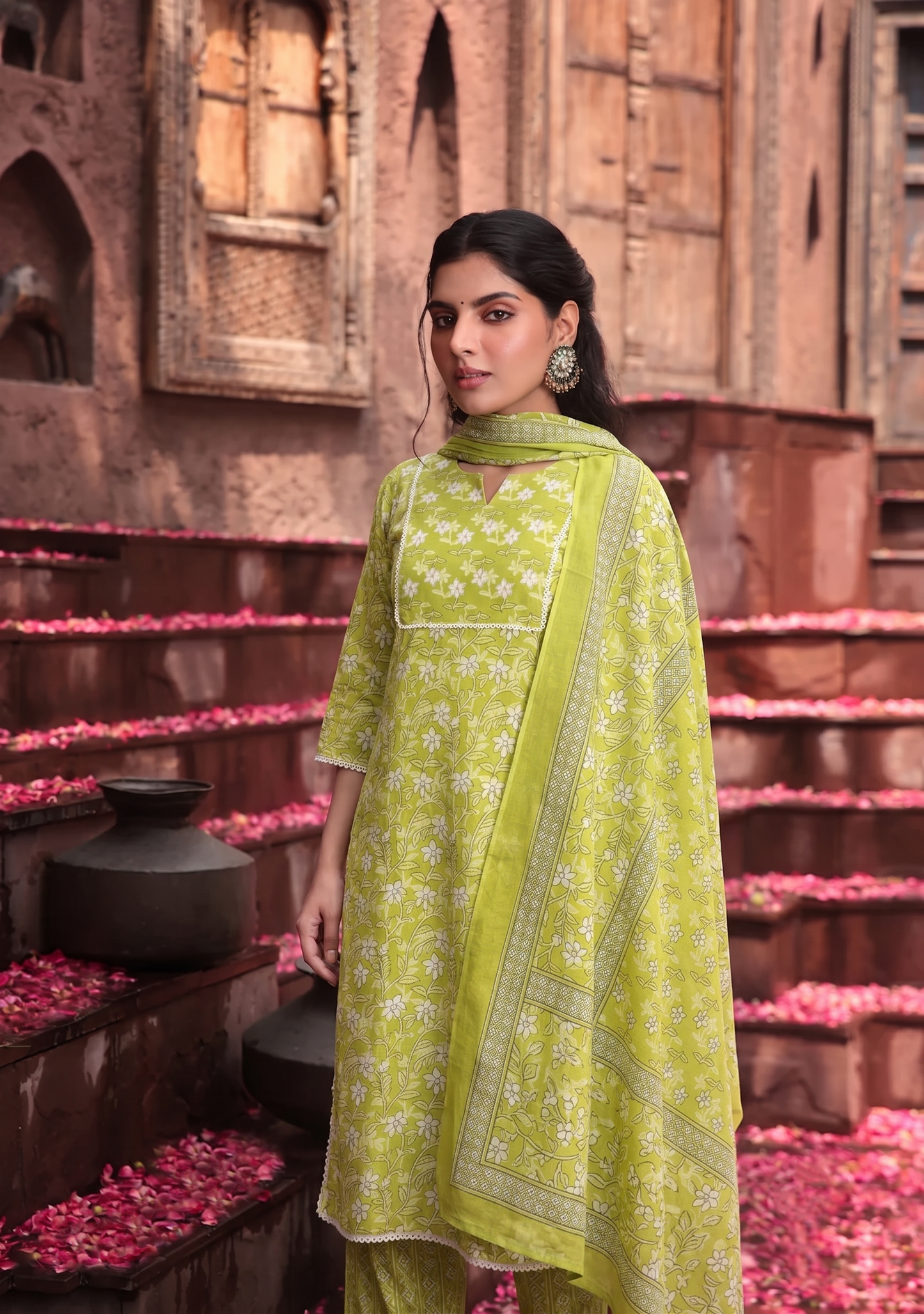 Pistachio Garden Cotton Suit Set