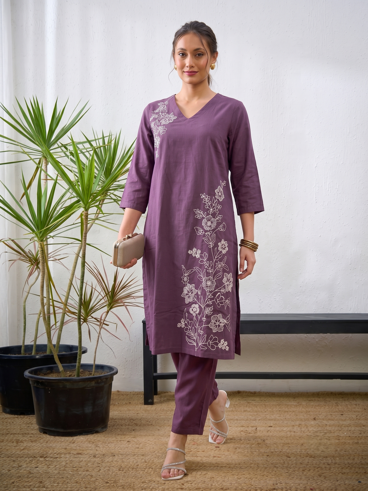 Mauve Bloom Cotton Flex Co-ord Set