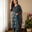 Midnight Teal Blue Floral Pure Cotton Suit Set