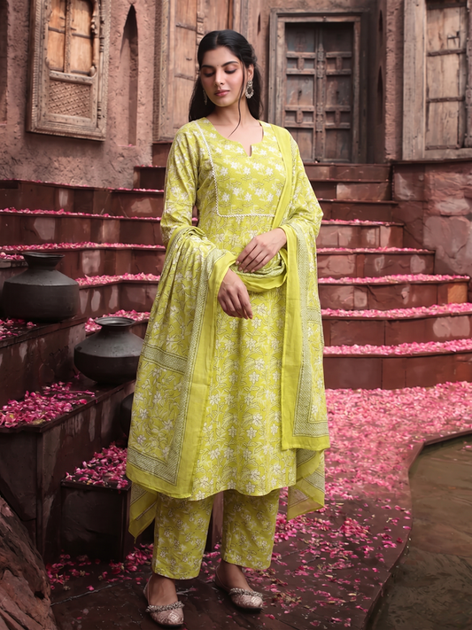 Pistachio Garden Cotton Suit Set