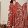 Heritage Rust Buta Pure Cotton Suit Set