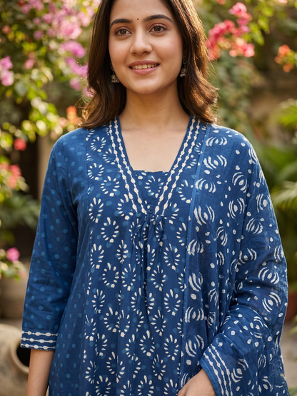 Indigo Halo Jaipur Cotton Suit Set