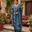Indigo Bloom Pure Cotton Straight Suit Set