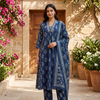 Royal Navy Blue Buta Pure Cotton Suit Set