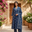 Royal Navy Blue Buta Pure Cotton Suit Set