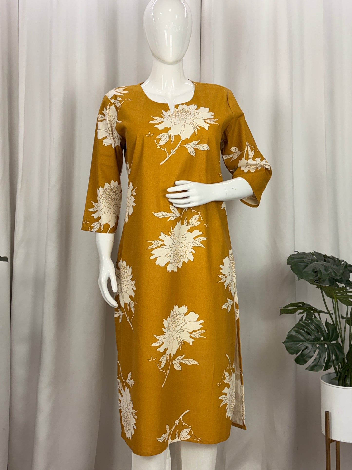 Cotton flex mustard Kurta