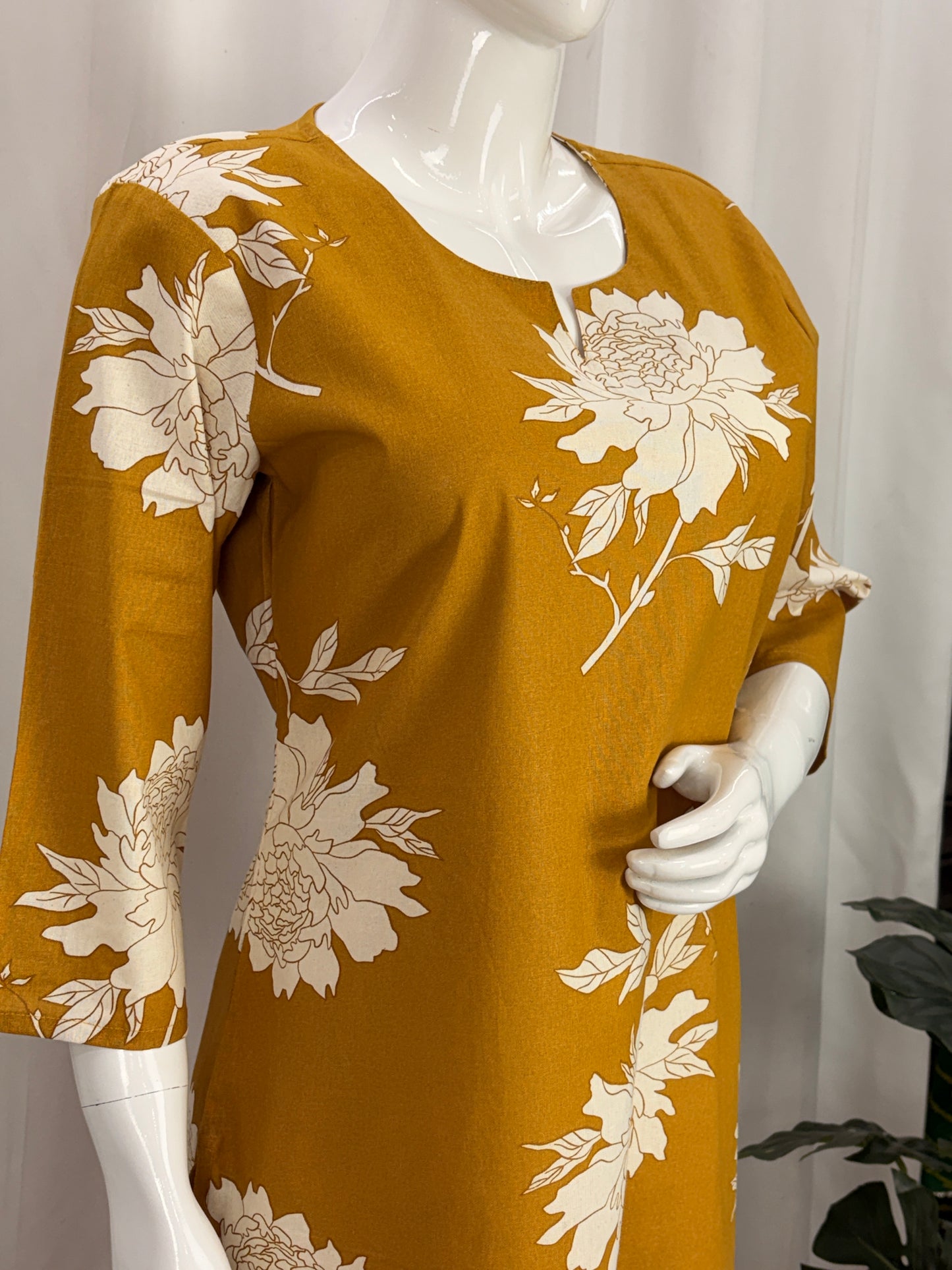 Cotton flex mustard Kurta