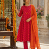 Laal Kesari Leheriya Cotton Suit Set