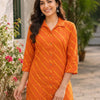 Narangi Kesar Leheriya Cotton Kurta