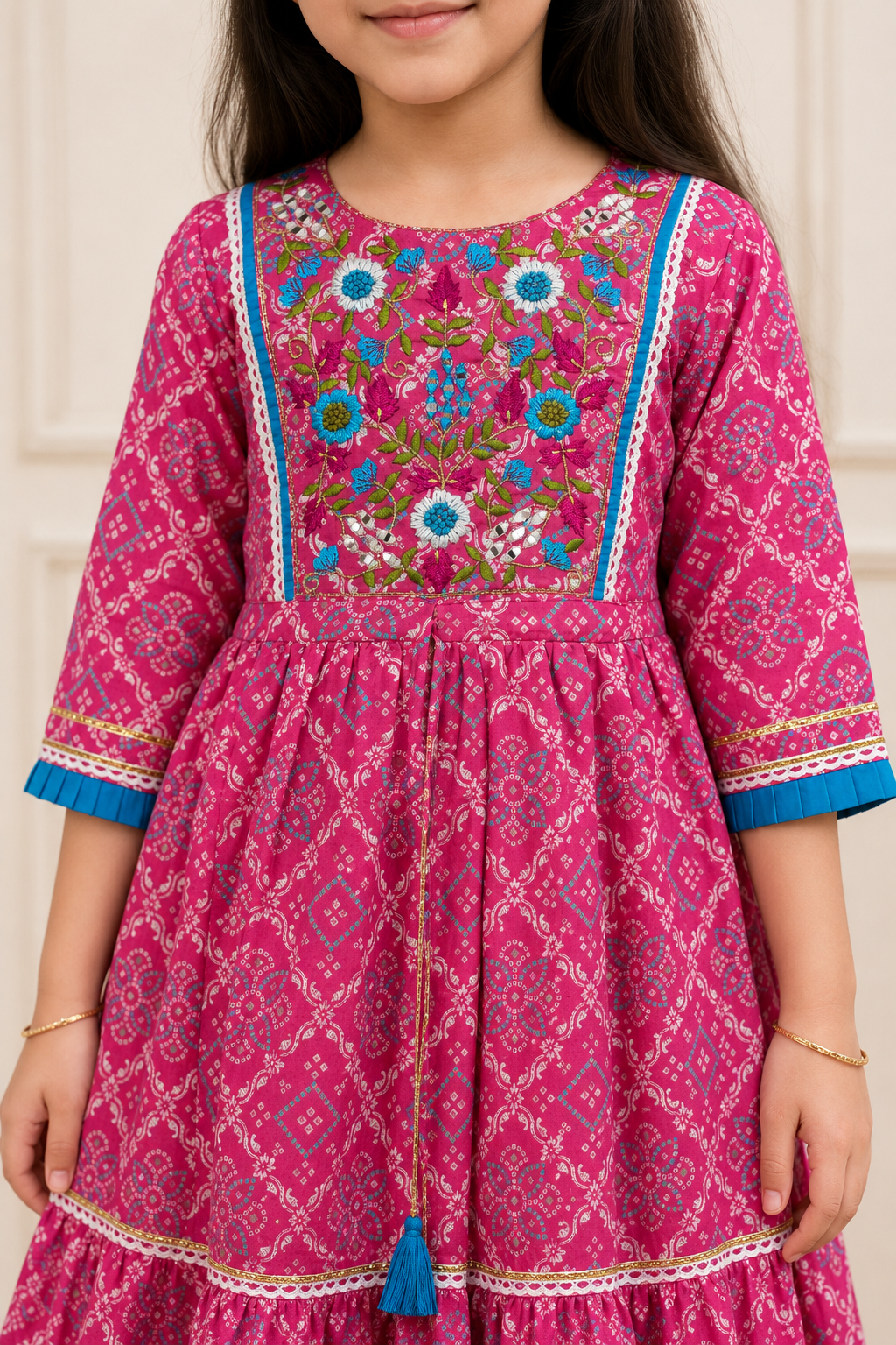 Gulabi Phool Pari Girls Sharara Set