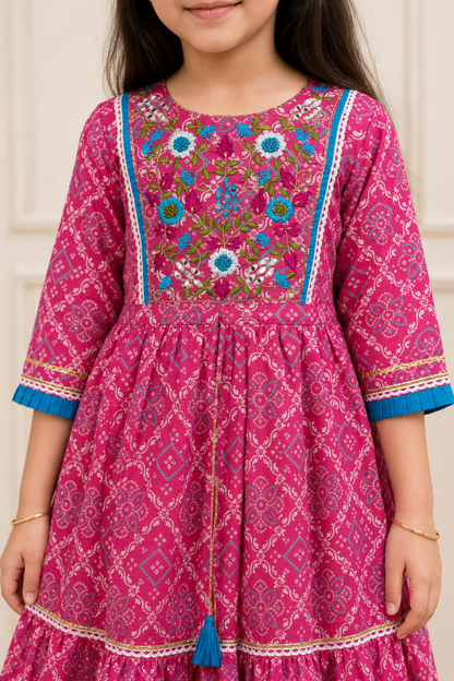 Gulabi Phool Pari Girls Sharara Set
