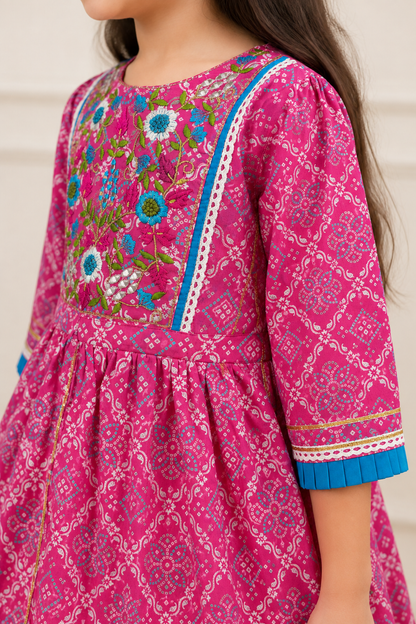 Gulabi Phool Pari Girls Sharara Set