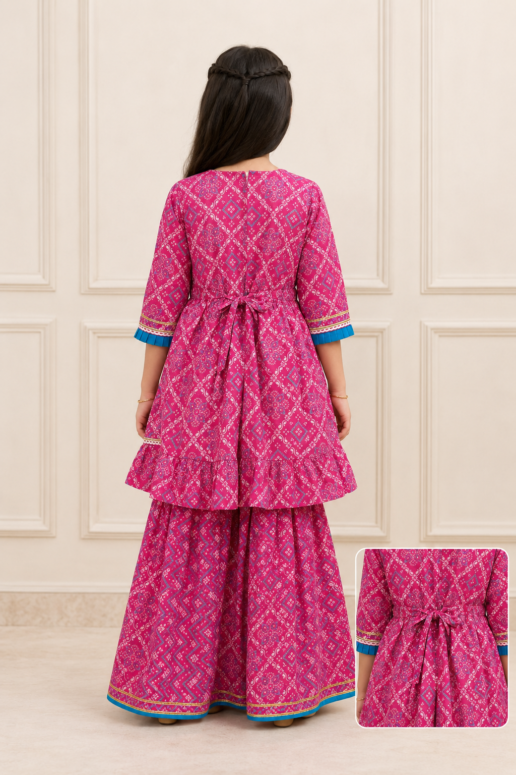 Gulabi Phool Pari Girls Sharara Set