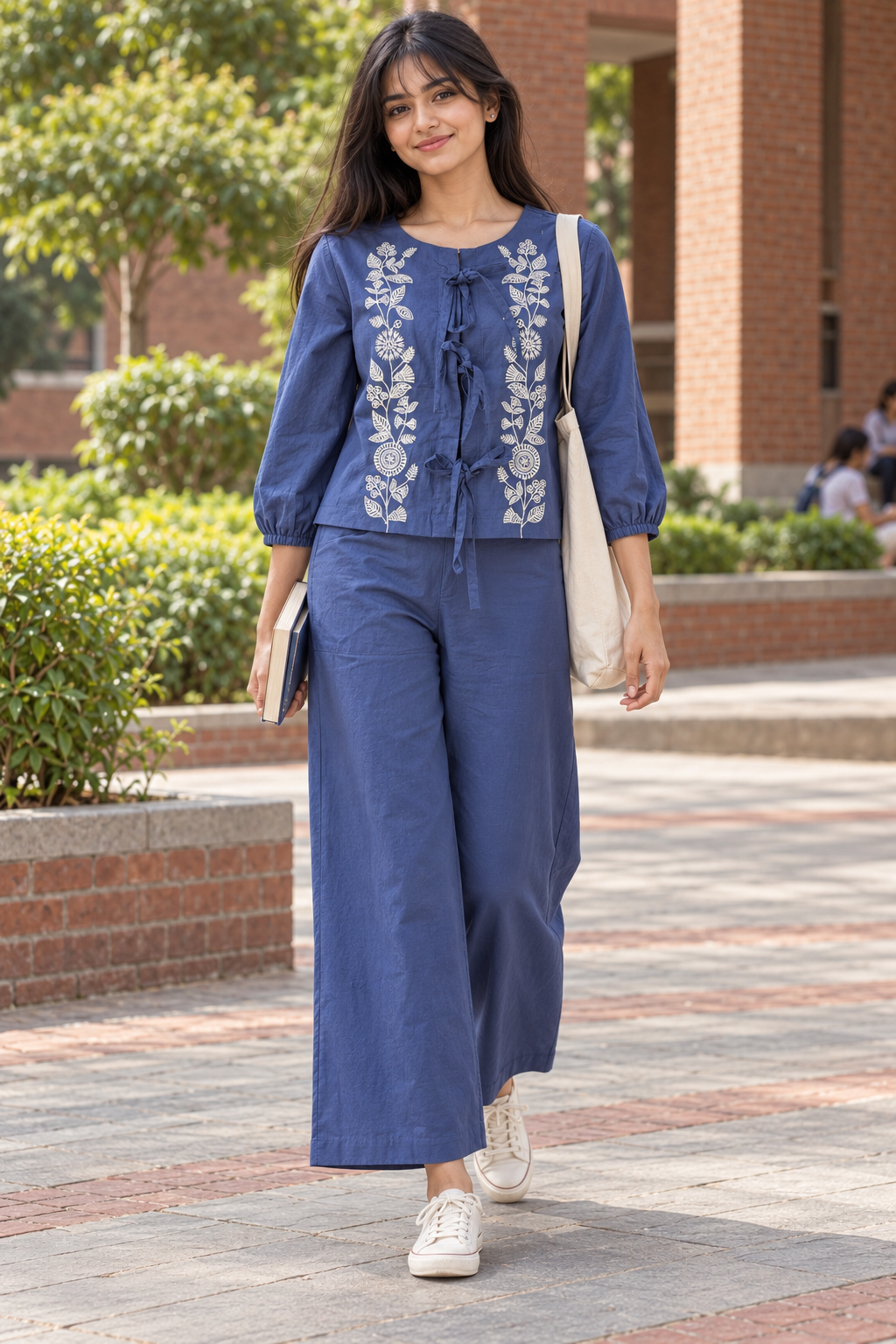 Blue Florence Tie-Up Cotton Flex Co-ord Set — look 9