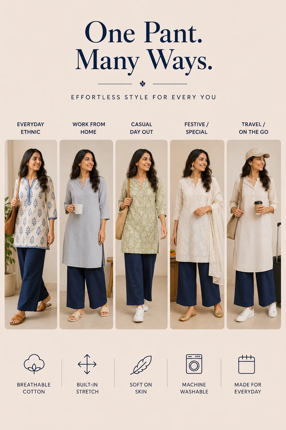 The Easy Pant in Navy Blue