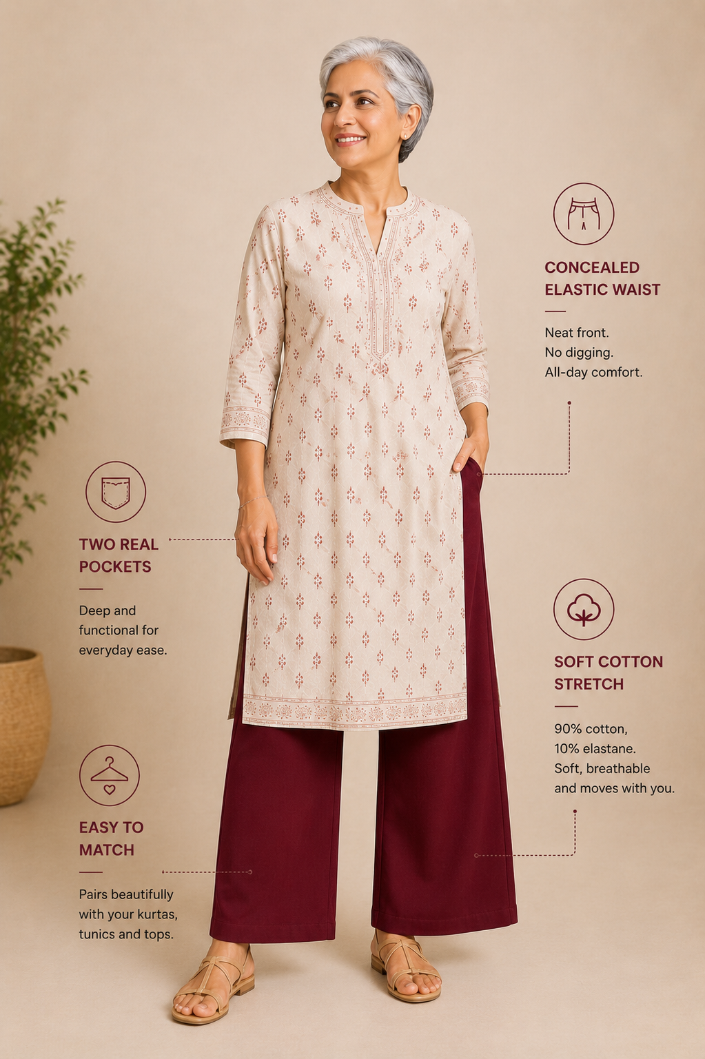 Maroon Easy Pant