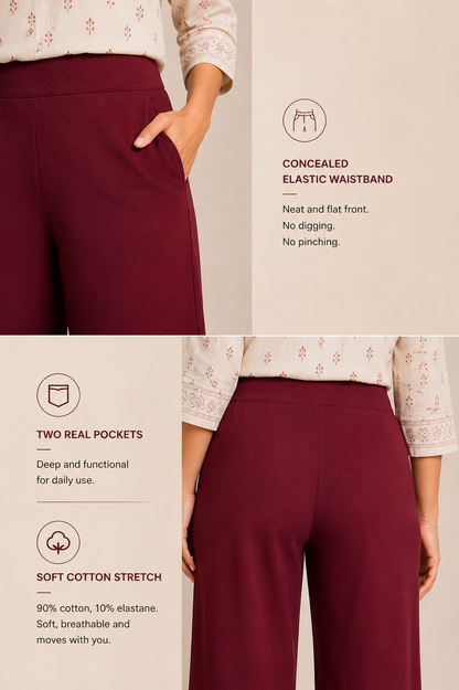 The Easy Pant in Maroon