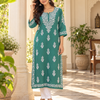 Jade Green Embroidered Cotton Kurta