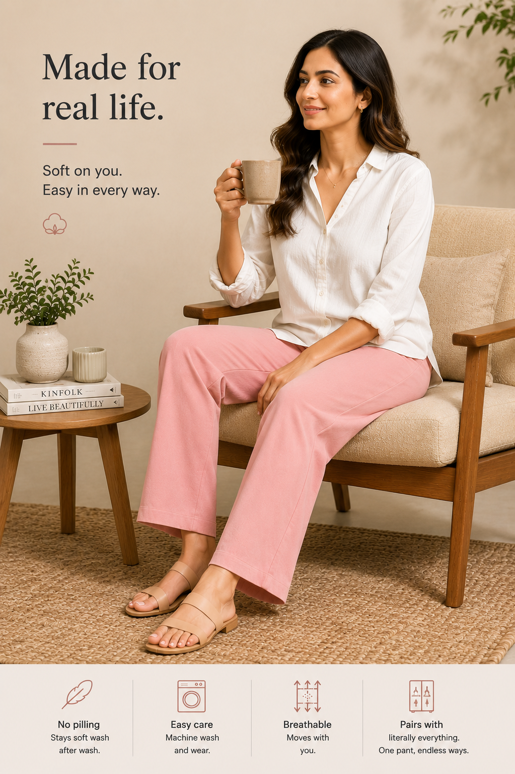 Blush Pink Easy Pant