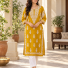 Marigold Yellow Embroidered Cotton Kurta