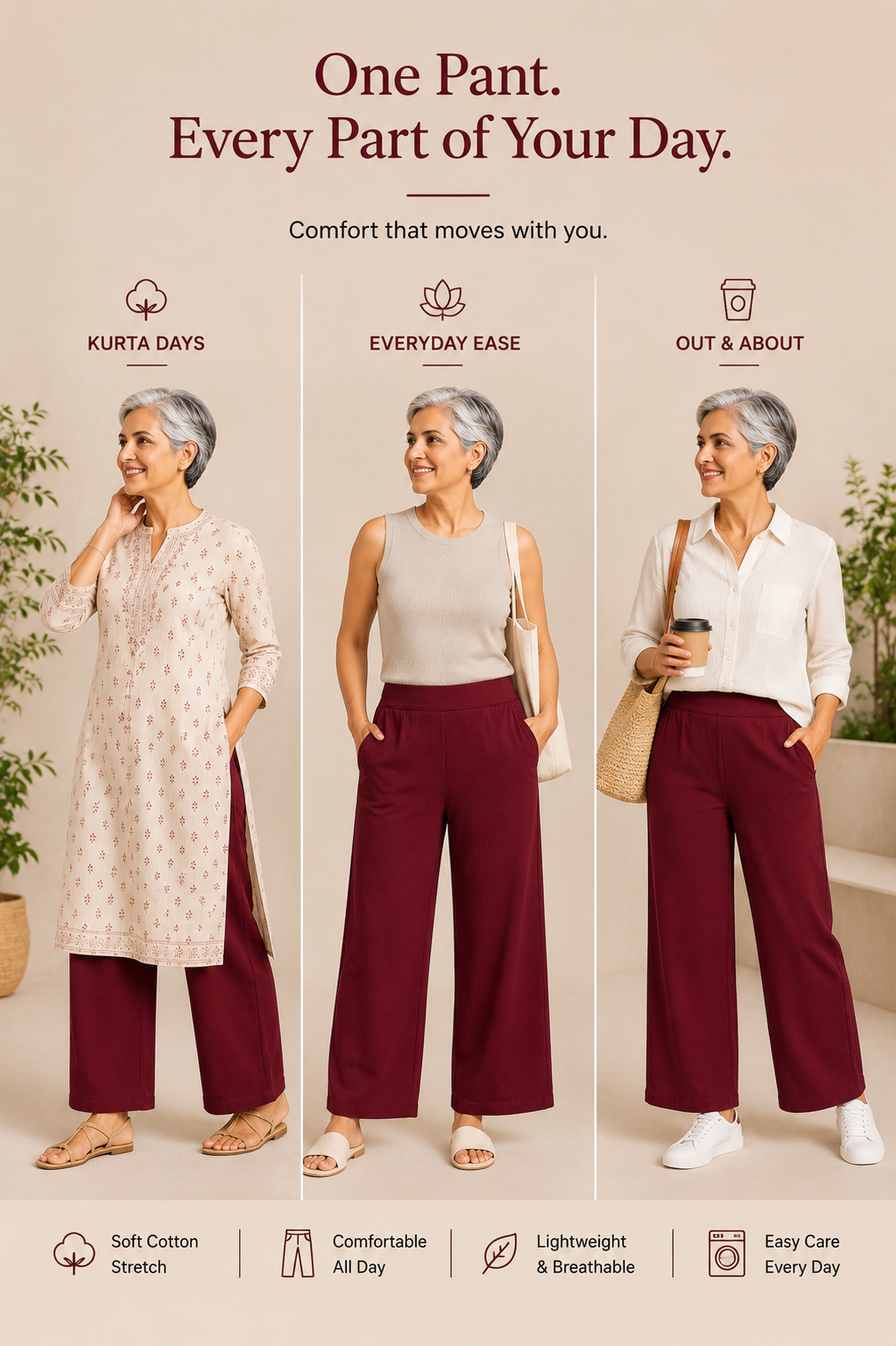 Maroon Easy Pant