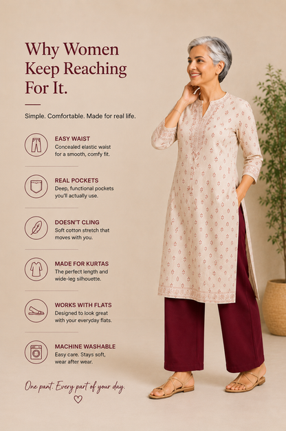 The Easy Pant in Maroon