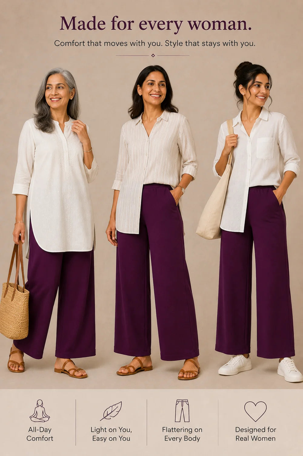 The Easy Pant in Plum
