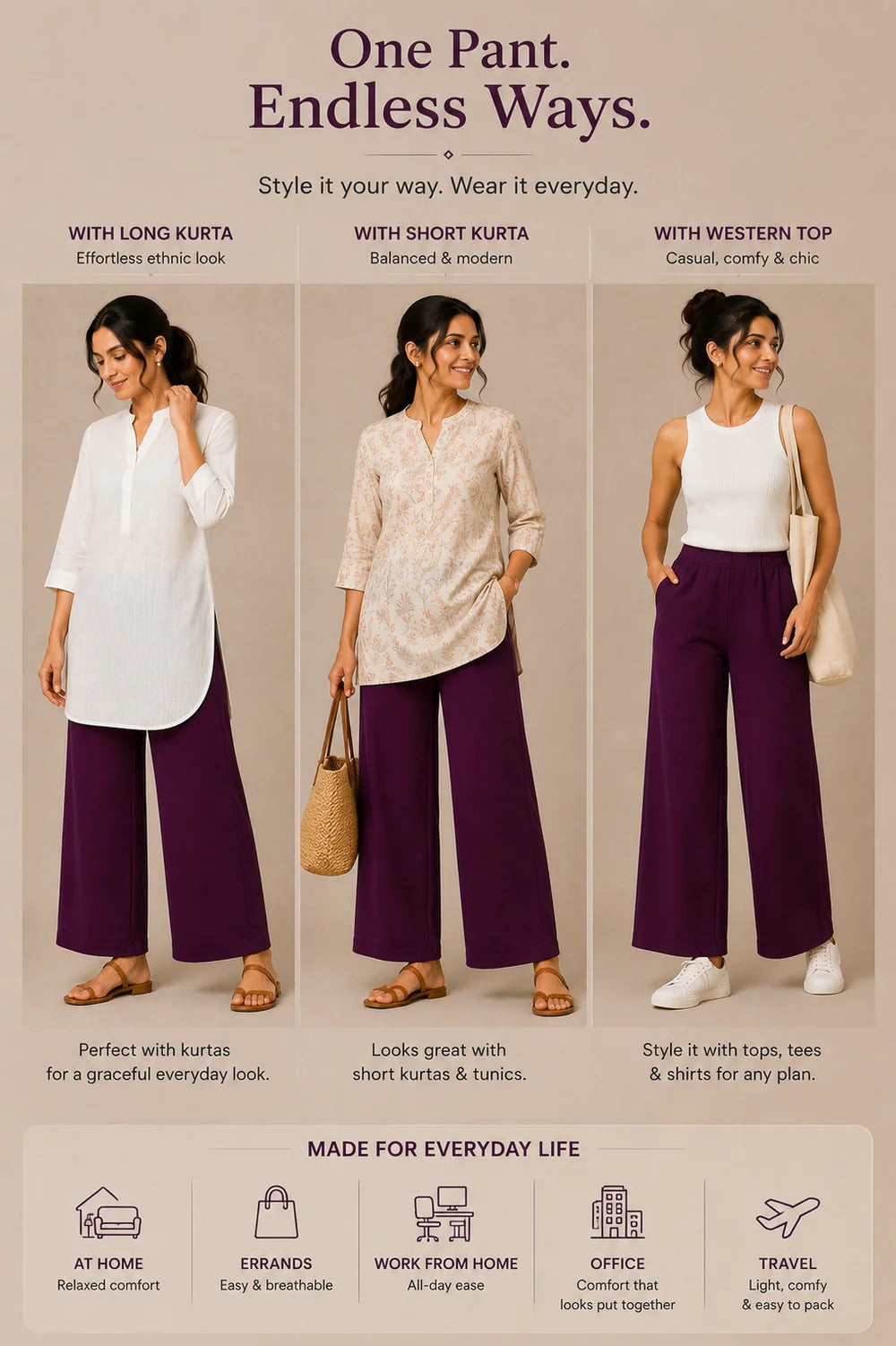 The Easy Pant in Plum