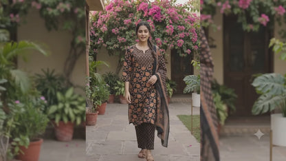 Heritage Black Pure Cotton Suit Set